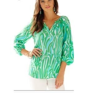 Lilly Pulitzer Sz S FINDERS KEEPERS SARABETH Silk Top Blouse